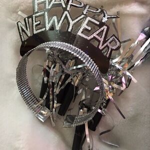 Silver Happy New Year Party Headband
